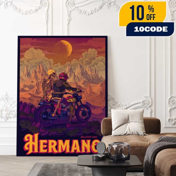 Official Screen Prints Hermano At Hellfest June 19-22 2025 At Clisson France Poster Design Artwork By Douwe Dijkstra Poster Canvas Home Decor
