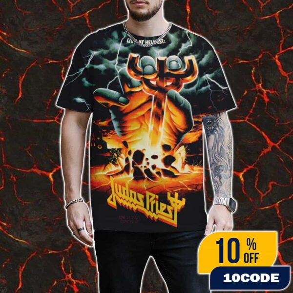 Official Screen Prints Judas Priest Band At Hellfest June 19-22 2025 At Clisson France Poster Design Artwork By Max Loffler All Over Print Graphic T-Shirt, Hoodie