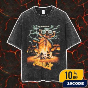 Official Screen Prints Judas Priest Band At Hellfest June 19-22 2025 At Clisson France Poster Design Artwork By Max Loffler Vintage Washed Unisex T-Shirt