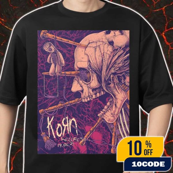 Official Screen Prints Korn Band At Hellfest June 19-22 2025 At Clisson France Poster Design Artwork By Sinpiggyhead Unisex T-Shirt