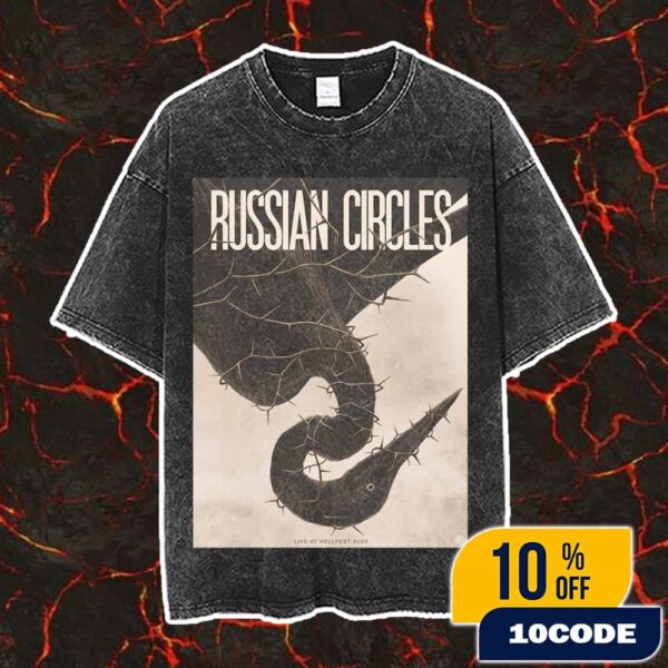 Official Screen Prints Russian Circles Band Poster Design Artwork By Vaderetro At Hellfest June 19-22 2025 At Clisson France Vintage Washed Unisex T-Shirt