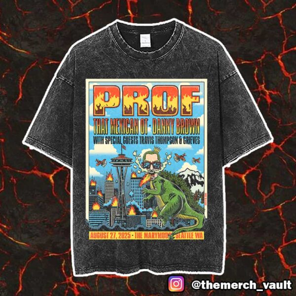 PROF That Mexican OT Danny Brown With Special Guests Travis Thompson And Grieves August 27 2025 At The Marymoor Seattle WA Vintage Washed Unisex T-Shirt
