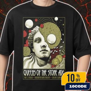 Queens Of The Stone Age June 21 2025 At Huntington Bank Pavilion Chicago Illinois USA The End Is Nero Poster Artwork By Arcane Path Print Co Merch Unisex T-Shirt