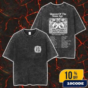 Queens Of The Stone Age The Catacombs Tour 2025 With Tour Dates Backprint Merch Unisex Two Sided Washed T-Shirt