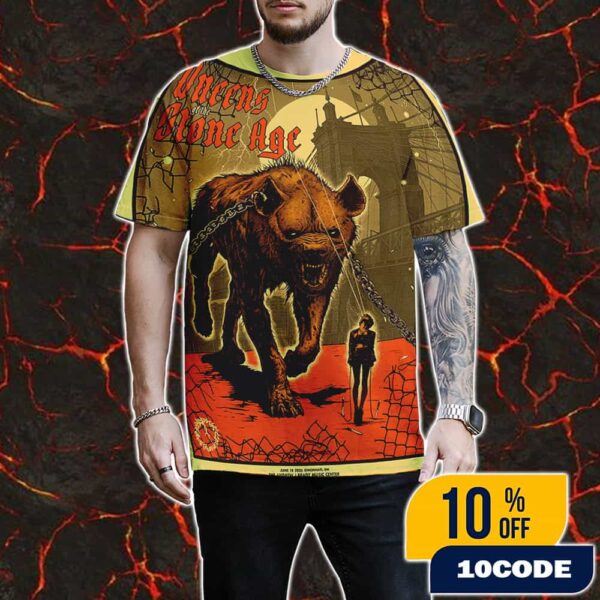 Queens Of The Stone Age The End Is Nero World Tour June 18 2025 At Cincinnati OH The Andrew J Brady Music Center Poster Artwork By Dido Peshev 3D T-Shirt