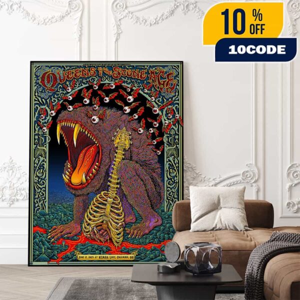 Queens Of The Stone Age Tour The End Is Nero June 17 2025 At KEMBA Live Columbus Ohio Poster Design Artwork By Emek Studios Poster Canvas Home Decor