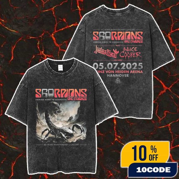 Scorpions Coming Home To Hannover And Friends 60 Years Anniversary Concert July 5 2025 At Heinz Von Heiden Arena Merch Unisex Two Sided Washed T-Shirt