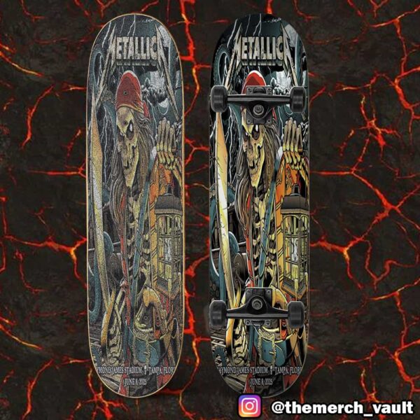 Second Night Metallica M72 Tampa No Repeat Weekend June 8 2025 North American Tour At Raymond James Stadium Poster Event Artwork By Andrew Cremeans Skateboard Event Deck