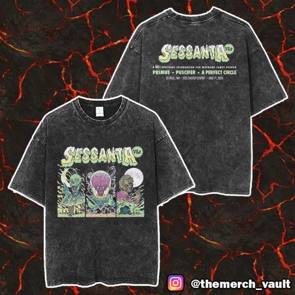 Sessanta V2.0 61st Birthday For Maynard James Keenan At Xcel Energy Center St Paul MN June 1st 2025 Poster Event Design Artwork By Garrett Morlan Merch Washed T-Shirt