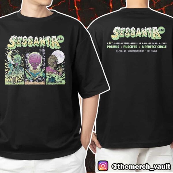 Sessanta V2.0 61st Birthday For Maynard James Keenan At Xcel Energy Center St Paul MN June 1st 2025 Poster Event Design Artwork By Garrett Morlan Unisex T-Shirt Merch