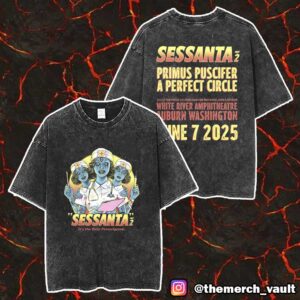 Sessanta V2.0 With Primus x Puscifer x A Perfect Circle 61st Maynard James Keenan Birthday June 7 2025 Poster Event Tee At White River Amphitheatre Auburn Washington Washed T-Shirt