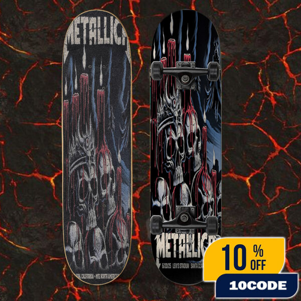 Metallica M72 Santa Clara First Night North American Tour June 20 2025 At Levi’s Stadium California Poster Artwork By Brandon Heart Skateboard Event Deck