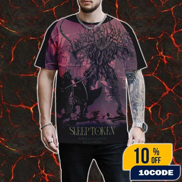 Sleep Token Take The Stage At The Download Festival June 13-15 2025 At Donington Park UK Poster Artwork By ChrisHardy Design All Over Print Graphic T-Shirt, Hoodie