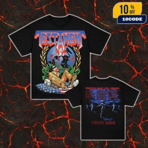 Testament Perilous Nation 2025 Tour Dates Backprint Practice What You Preach Unisex Merch T-Shirt