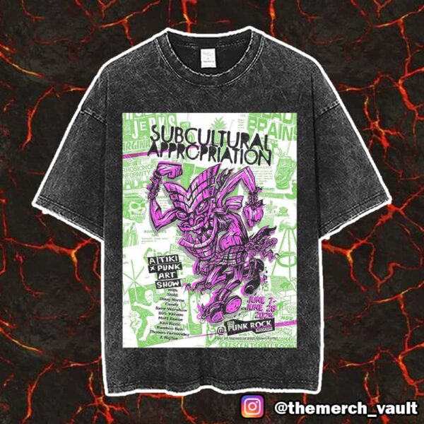 The Punk Rock Museum June 7-28 2025 Subcultural Appropriation By Artist Shawn Kerry Tiki x Punk Poster Art Show Vintage Washed Unisex T-Shirt