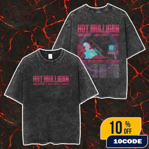 This Fall With Hot Mulligan x Drug Church x Arm’s Length x Anxious The Sound A Body Makes When It’s Still Tour 2025 Poster Tour Dates Merch Unisex Two Sided Washed T-Shirt
