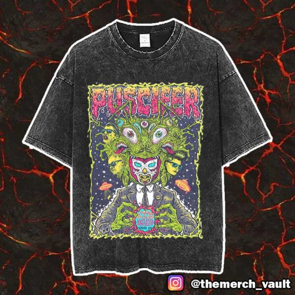 Tonight’s Poster Show For Puscifer June 7 2025 At White River Amphitheatre Auburn WA Design Artwork By Garrett Morlan Vintage Washed Unisex T-Shirt