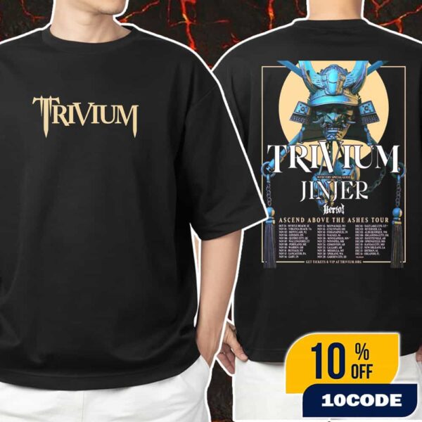 Trivium With Special Guest Jinjer x Heriot Ascend Above The Ashes Tour 2025 With Tour Dates Backprint North American Tour Two Sides Unisex T-Shirt