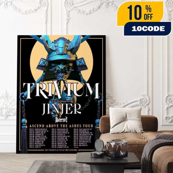 Trivium With Special Guest Jinjer x Heriot Ascend Above The Ashes Tour 2025 With Tour Dates North American Tour Home Decor Poster Canvas