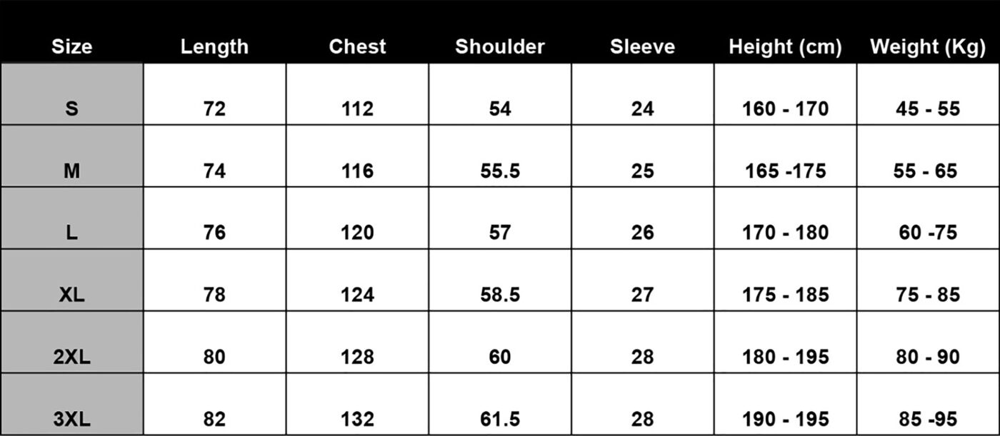 Washed T Shirt Size Guide