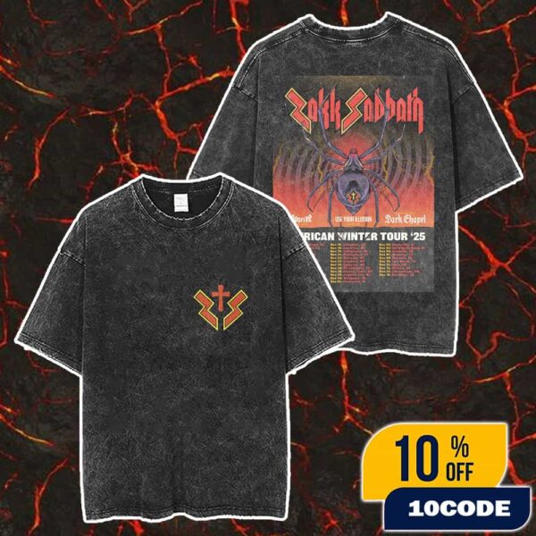 Zakk Sabbath American Winter Tour 2025 Poster Tour Dates With Special Guests Dark Chapel Merch Unisex Two Sided Washed T-Shirt