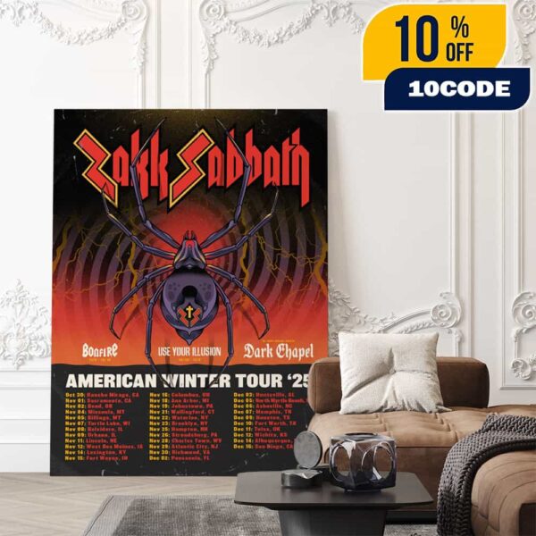 Zakk Sabbath American Winter Tour 2025 Poster Tour Dates With Special Guests Dark Chapel Poster Canvas Home Decor
