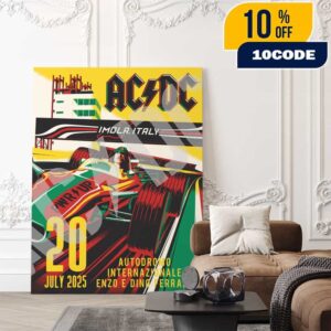 AC/DC Imola PWR UP Event Tour Poster Europe 20 July 2025 At Autodromo Internazionale Enzo e Dino Ferrari Italy Poster Canvas Home Decor