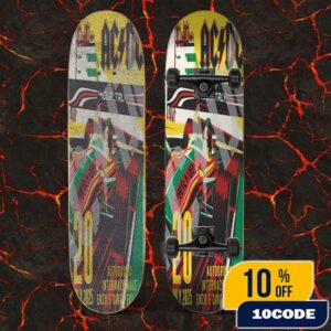 AC/DC Imola PWR UP Event Tour Poster Europe 20 July 2025 At Autodromo Internazionale Enzo e Dino Ferrari Italy Skateboard Event Deck
