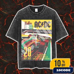 AC/DC Imola PWR UP Event Tour Poster Europe 20 July 2025 At Autodromo Internazionale Enzo e Dino Ferrari Italy Vintage Washed Unisex T-Shirt