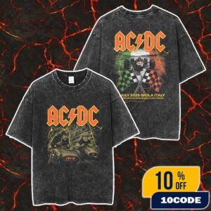 AC/DC Imola PWR UP Event Tour Tee Europe 20 July 2025 At Autodromo Internazionale Enzo e Dino Ferrari Italy Merch Unisex Two Sided Washed T-Shirt