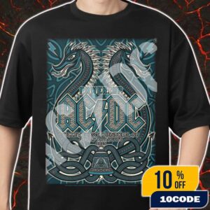 AC/DC PWR UP Sweden Event Tour Poster At Ullevi Stadium Gothenburg 28 July And 1 August 2025 Lithograph Artwork By Alexandra Fischer Unisex T-Shirt