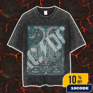 AC/DC PWR UP Sweden Event Tour Poster At Ullevi Stadium Gothenburg 28 July And 1 August 2025 Lithograph Artwork By Alexandra Fischer Washed T-Shirt