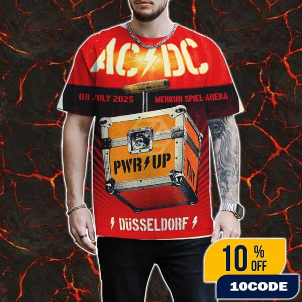 AC/DC PWR UP Tour July 8 2025 At Merkur Spiel Arena Dusseldorf Poster Concert Artwork By Lars P Krause Douze All Over Print Graphic T-Shirt, Hoodie