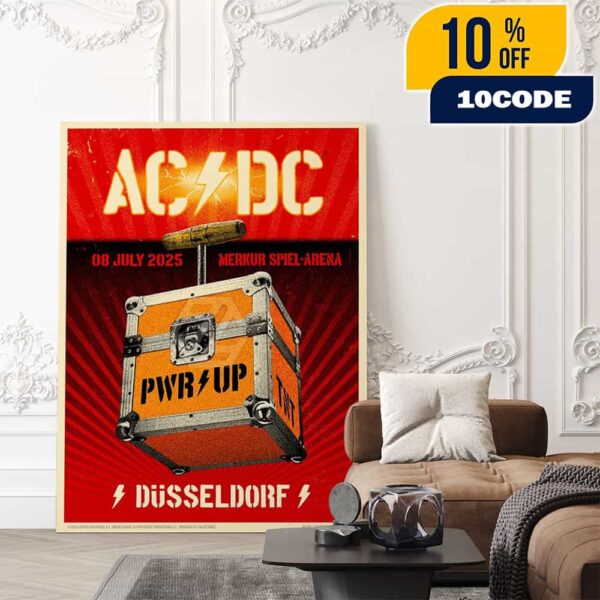 AC/DC PWR UP Tour July 8 2025 At Merkur Spiel Arena Dusseldorf Poster Concert Artwork By Lars P Krause Douze Poster Canvas Home Decor