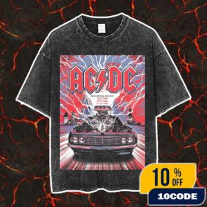 AC/DC Tallinn PWR UP Tour Poster 2025 Lithograph Printed Artwork By Steven Thomas July 24 2025 At Tallinn Song Festival Grounds Estonia Vintage Washed Unisex T-Shirt