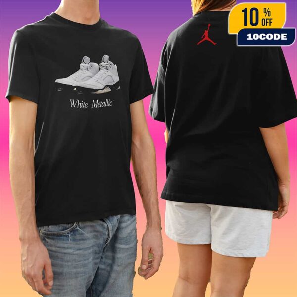Air Jordan 5 White Metallic 2025 Sneaker Merch Unisex T-Shirt