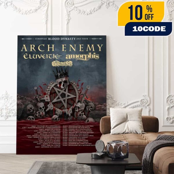 Arch Enemy European Blood Dynasty 2025 Tour New Chapter To The Stage Poster Tour Dates Poster Canvas Home Decor