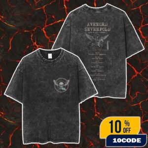 Avenged Sevenfold Life Is But A Dream Remeras Argentina 2025 Skull Logo With Tour Dates Artwork Backprint Merch Unisex Two Sided Washed T-Shirt