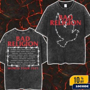 Bad Religion World Tour 2025 Merch Tee Barbed Dove Fan Gifts Wash Two Sides T-Shirt