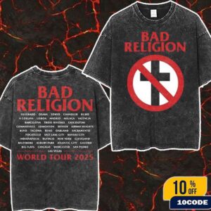 Bad Religion World Tour 2025 Merch Tee Cross Buster Fan Gifts Wash Two Sides T-Shirt