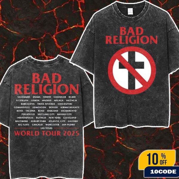 Bad Religion World Tour 2025 Merch Tee Cross Buster Fan Gifts Wash Two Sides T-Shirt