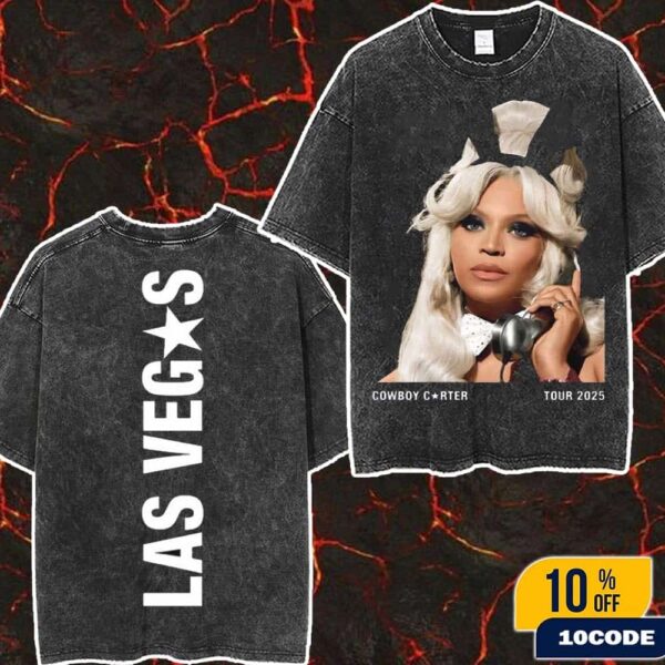 Beyonce Cowboy Carter Tour 2025 Las Vegas Exclusive Merch Tee At Allegiant Stadium On July 25 And 26 Photograph Wash Two Sides T-Shirt