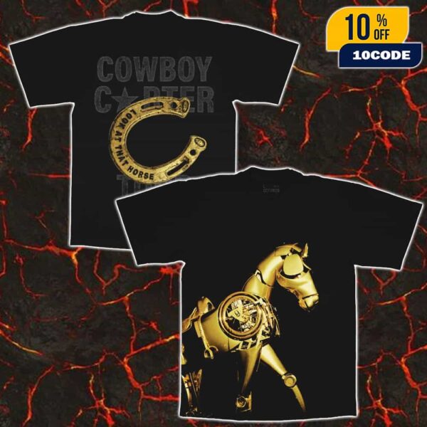 Beyonce Official Cowboy Carter Tour 2025 Merch Look At That Horse Gold Chardonneigh Unisex Two Sides T-Shirt