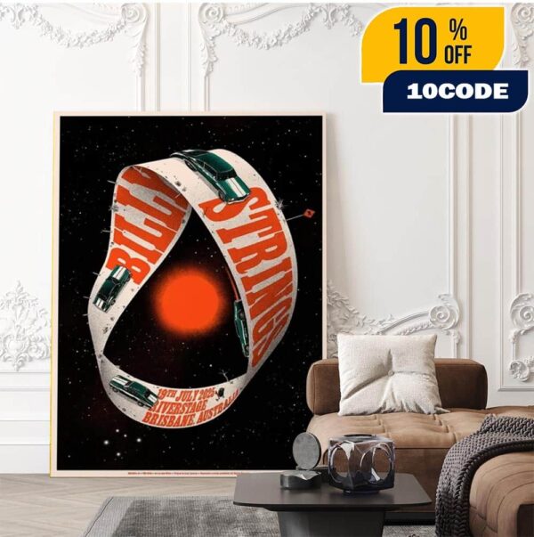 Billy Strings Brisbane Australia 2025 Event Poster At Riverstage On July 19 Art By Sebi White Home Decor Poster Canvas