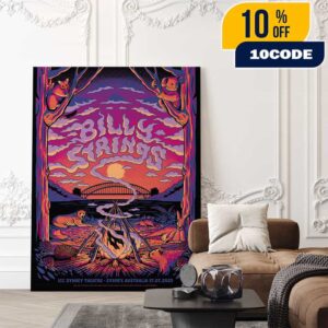 Billy Strings Sydney Print Poster Artwork By Lewy Jones 17 July 2025 At ICC Sydney Theatre Australia Poster Canvas Home Decor