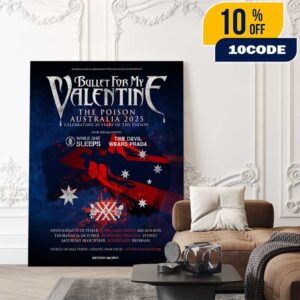 Bullet For My Valentine’s Australian 2025 Tour Celebrating 20 Years Of The Poison October 15-18 2025 Poster Tour Dates Poster Canvas Home Decor