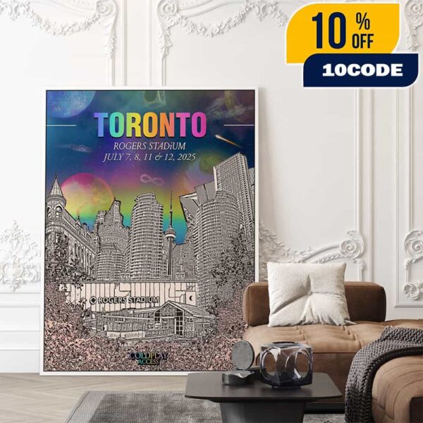 Coldplay 2025 Tour Music Of The Spheres World Tour Poster Event At Toronto Rogers Stadium On July 7-8-11-12 Poster Canvas Home Decor