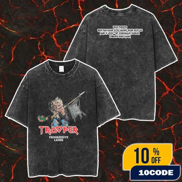 Crew Hop Grenade x Eddie Trooper Iron Maiden Run For Your Lives World Tour 2025-26 To Fear The Dark June 13 2025 At Stockholm Sweden 3Arena Halestorm Washed T-Shirt