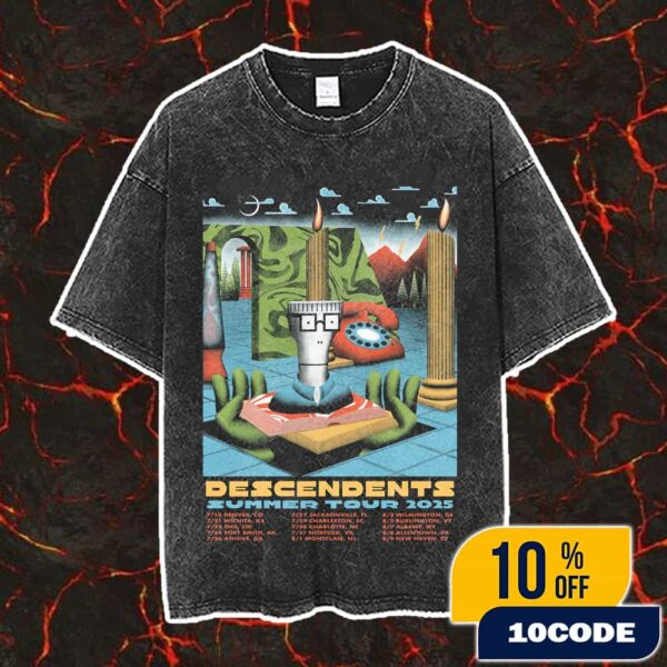 Descendents Summer Tour 2025 Poster Tour Dates Limited Edition Artwork By Christian Taylor Vintage Washed Unisex T-Shirt