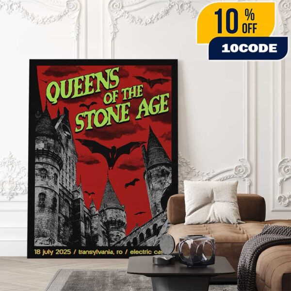 Electric Castle Let’s Dance Queens Of The Stone Age The End Is Nero Tour 18 July 2025 At Transylvania Romania Poster Artwork By Konfusion Poster Canvas Home Decor